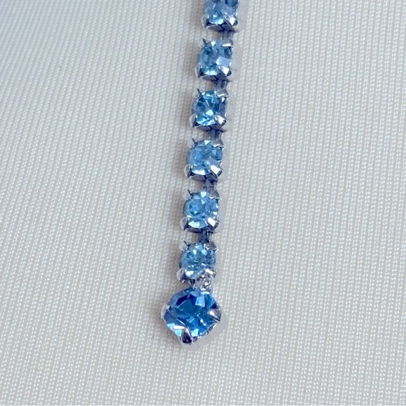 Vintage Light Blue Rhinestone Choker Necklace 1950’s - Picture 11 of 14